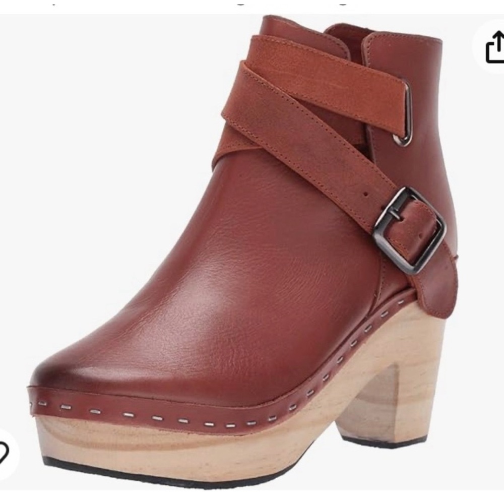 FREE PEOPLE Brown Leather Bungalow Clog Boot